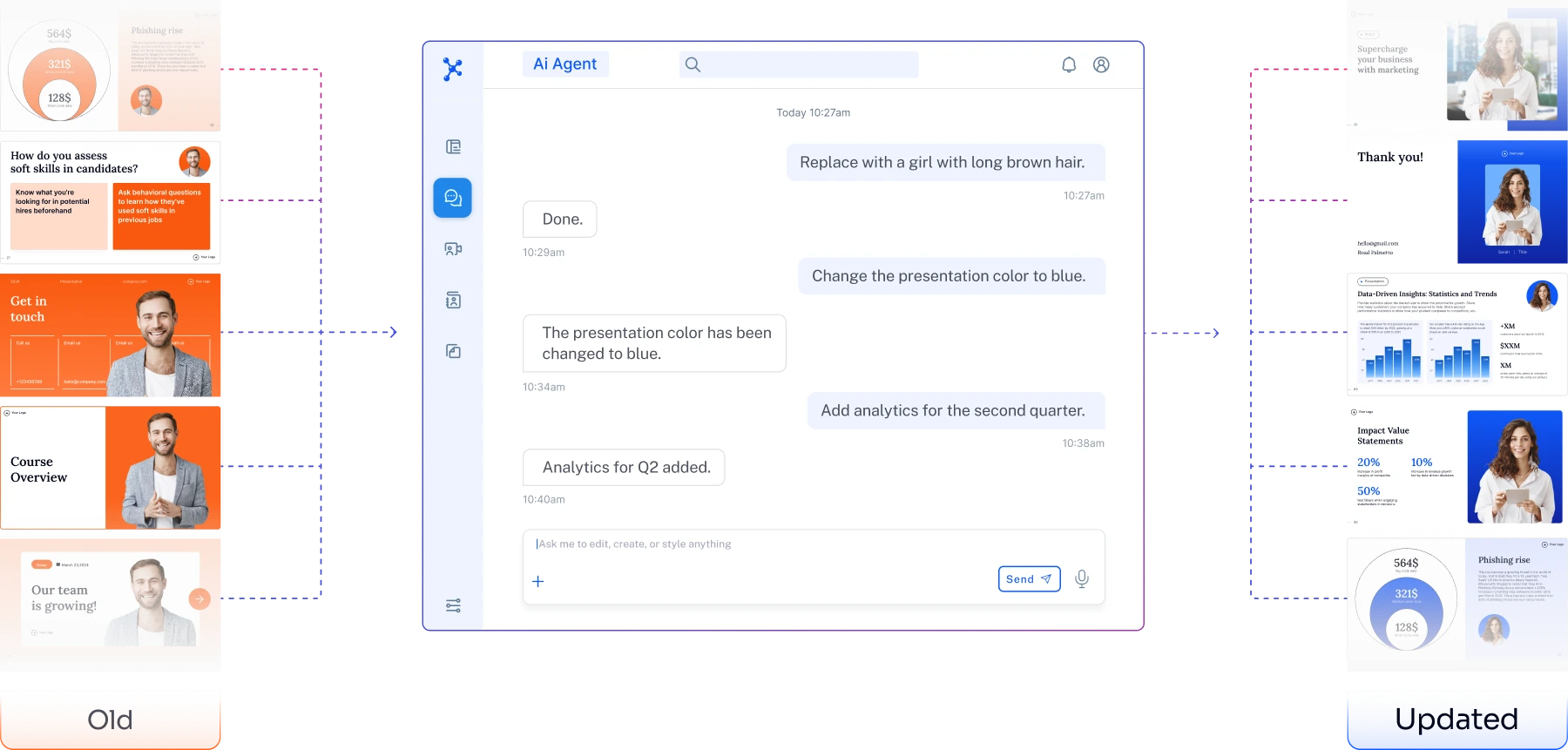 The AI agent updating course content on request