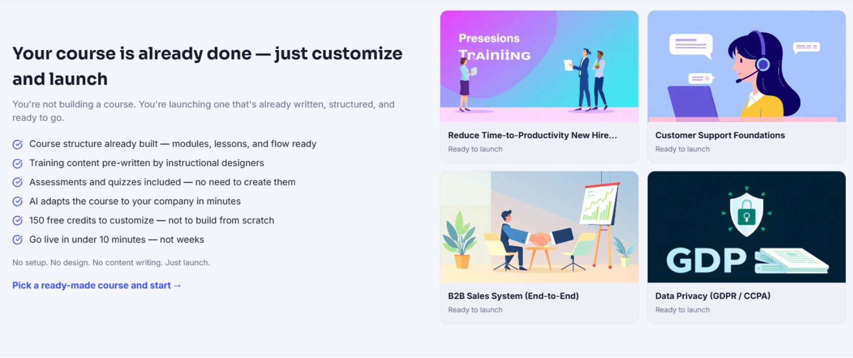 Ready-made training templates marketplace