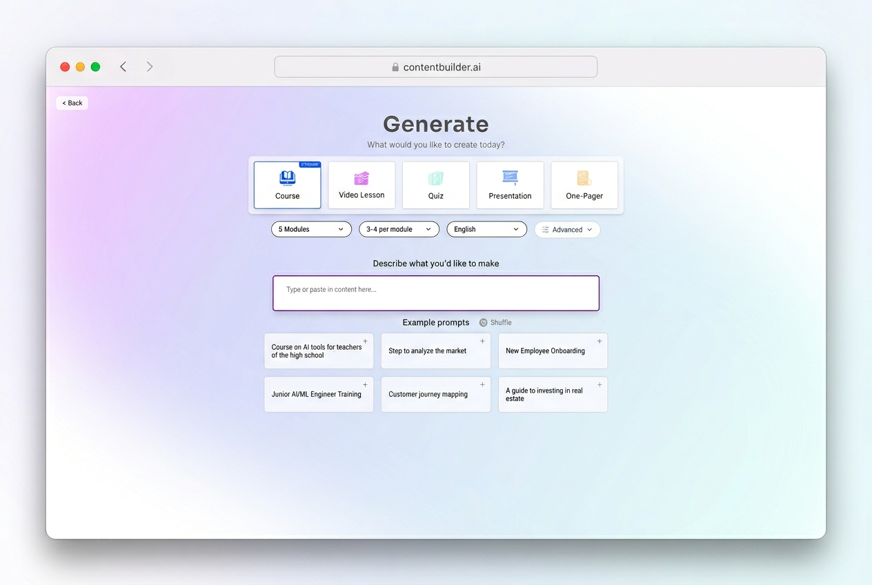 Build a course from scratch